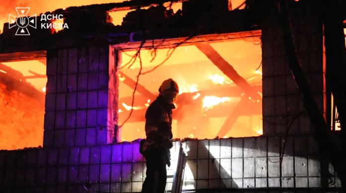 Russian strikes triggered fires in three of Kyiv's districts