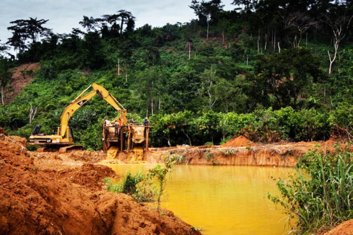 An illegal mining site