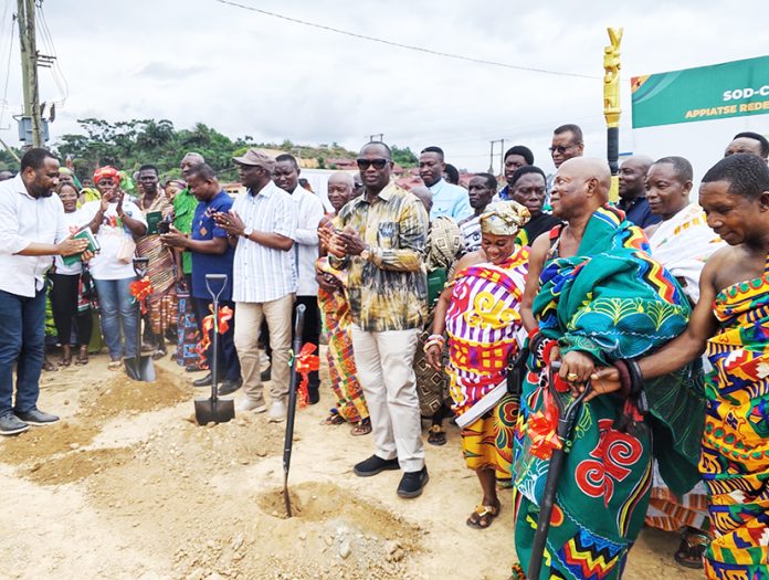 Minister Armah kofi Buah, western regional minister and Nana Atta Kojo Brembi cut sod for the final phase