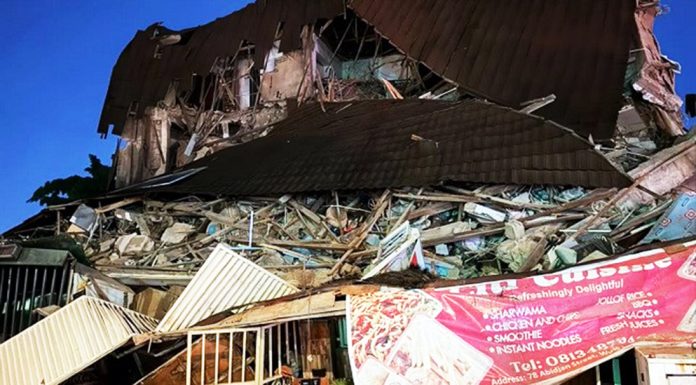 Scene of the building collapse