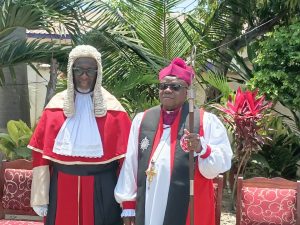 Chief Justice Paul Baffoe-Bonnie (left) and Rt. Rev. Dr. Daniel Sylvanus Mensah Tortoise, Anglican Bishop of Greater Accra, in a pose.