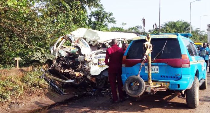 Image of a bus involved in an accident in Lagos