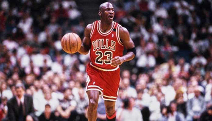 Michael Jordan in the ‘last dance’ jersey