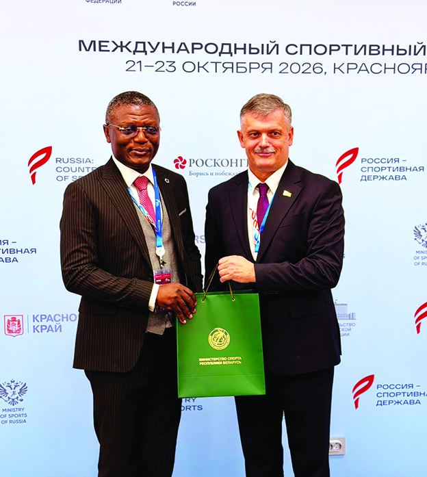 Minister for Sports Kofi Adams and his Belarus counterpart Sergey Kovalchuk